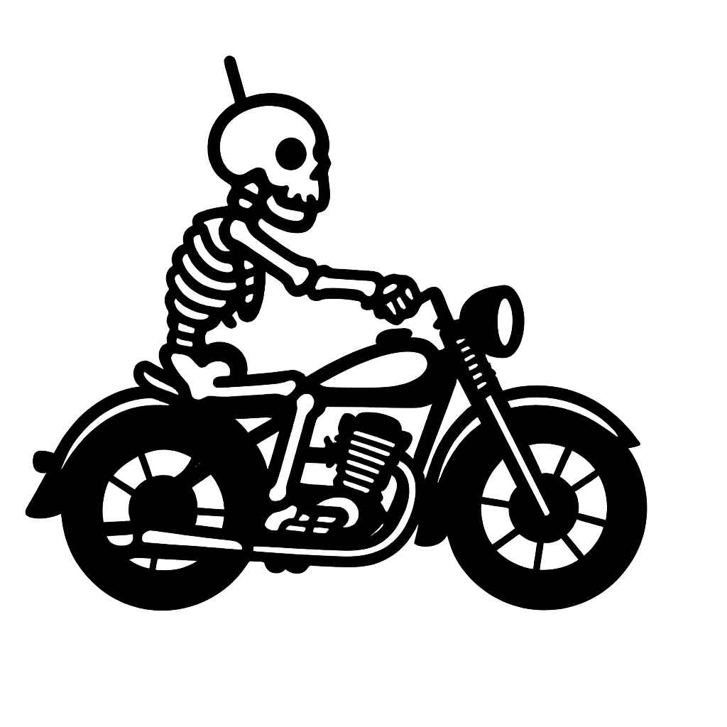 A skeleton on a motorcycle graphic